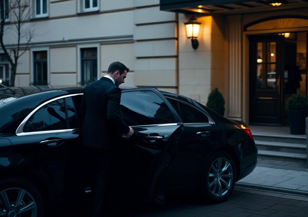 Chauffeur opening the door of a luxury sedan